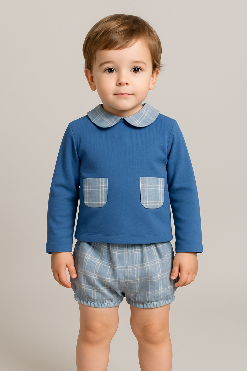 Conjunto Azul com Padrão Xadrez