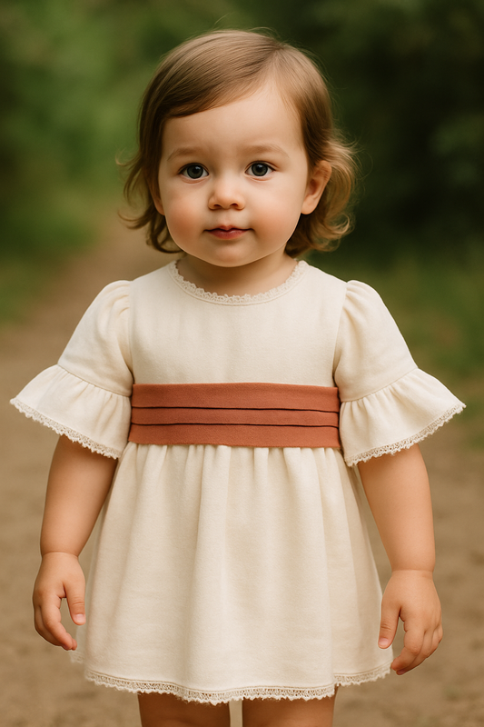 Linen dress with ruffle sleeves