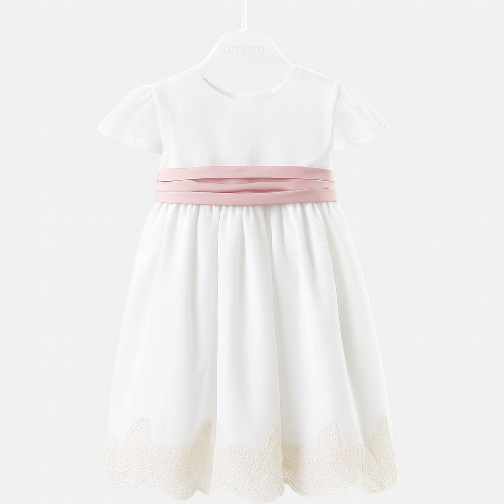 Vestido Bebe M/francesa em tule Bordado