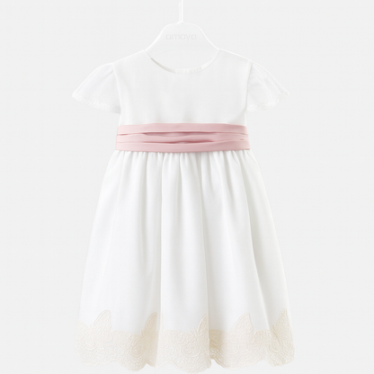 Vestido Bebe M/francesa em tule Bordado