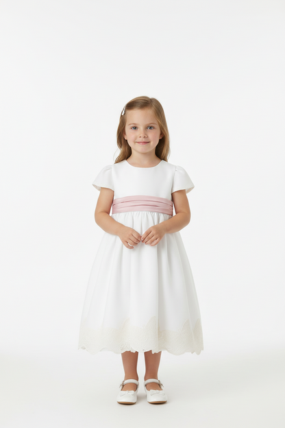 Vestido Bebé M/francesa em tule Bordado