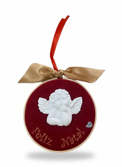 Bastidor d10 c/Gesso Anjo  "Feliz Natal"