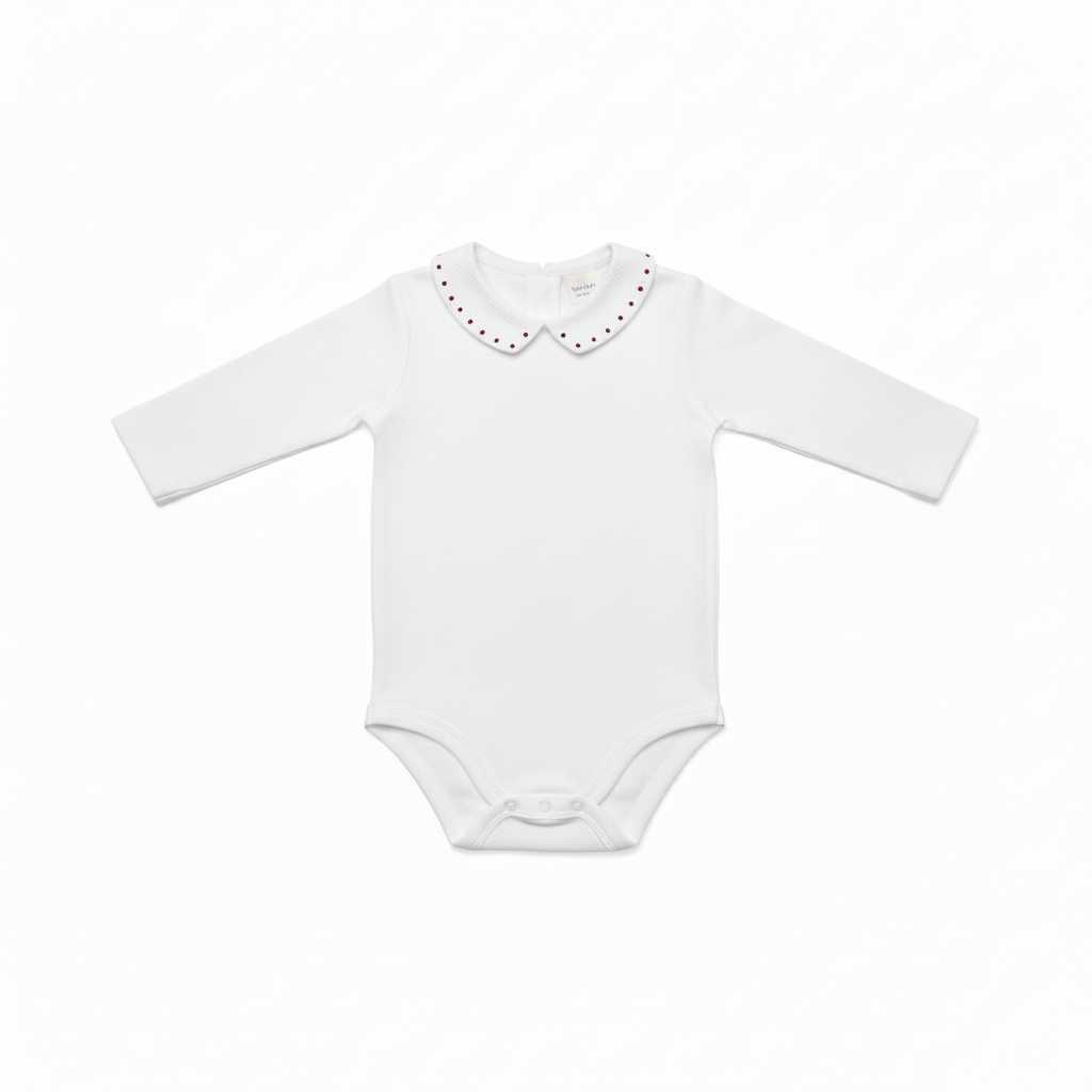 Piqué neck bodysuit with dots