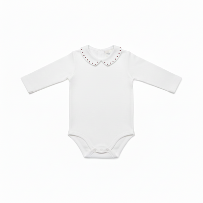 Piqué neck bodysuit with dots