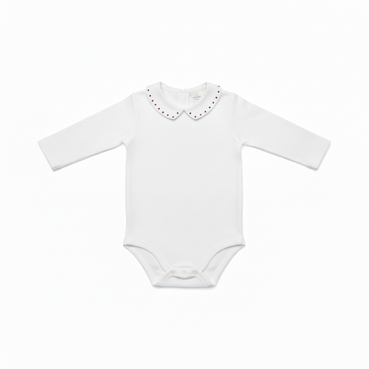 Piqué neck bodysuit with dots