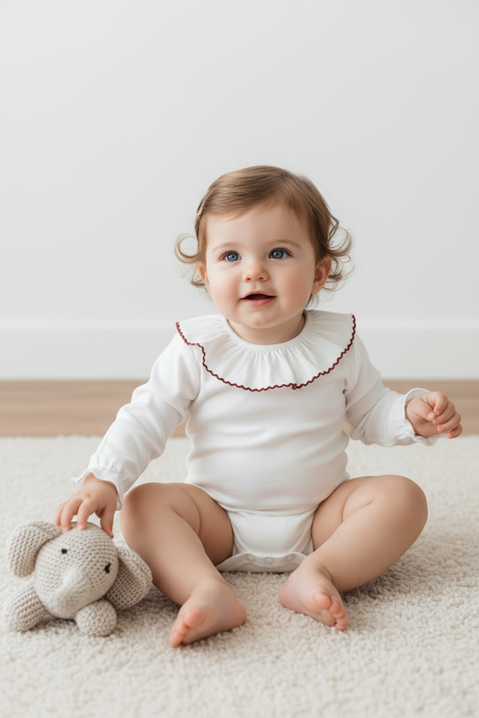 Body de Manga Comprida com Gola em Folho