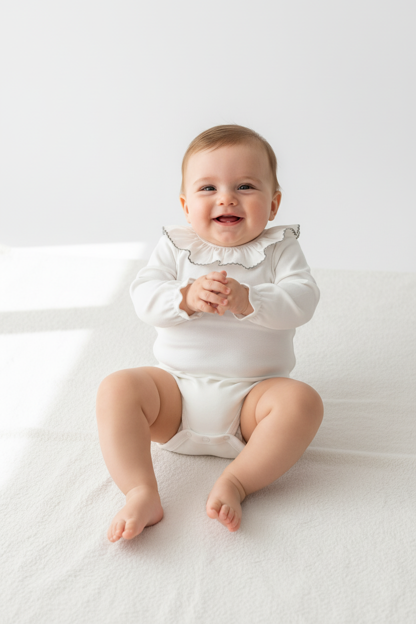 Body de Manga Comprida com Gola em Folho