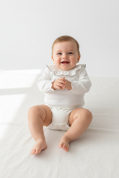 Body de Manga Comprida com Gola em Folho