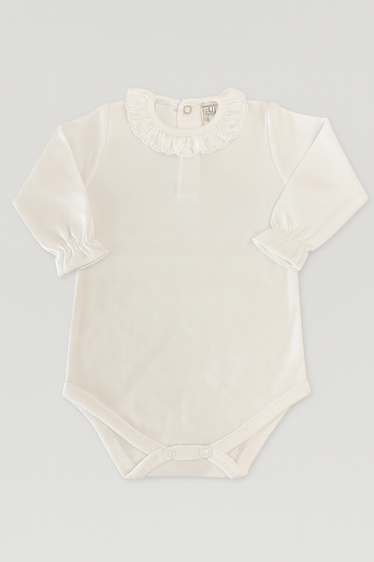 Body Branco com Gola em Plumeti