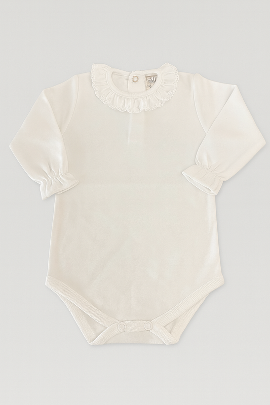 Body Branco com Gola em Plumeti