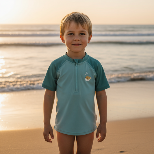 T-shirt de Praia MC-Seashells surf blue