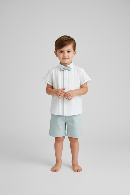 Shirt with pleats and details
