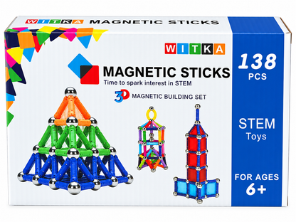 Jogo de Construção Magnética 138 Peças - WITKA