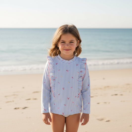 T-shirt de Banho Sunny Flowers Blue – Little Dutch