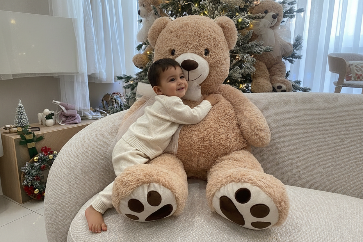 Peluche Urso Médio c/Laço em Tule | 100cm