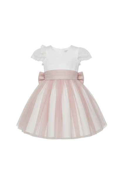 Amaya dress with pink tulle and lace sleeves